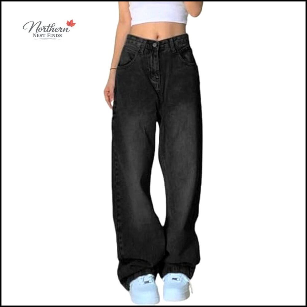 Wide Leg Jeans High Waisted Distressed Y2K Baggy Fit